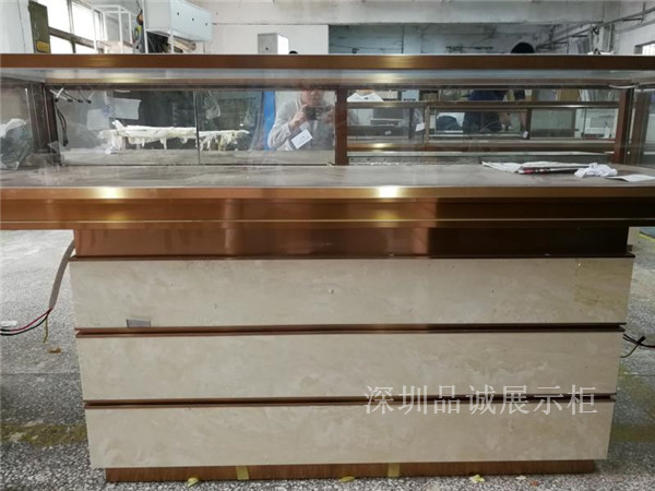 不銹鋼珠寶展示柜 大理石珠寶展柜 金六福珠寶展柜設(shè)計(jì)定制成品效果圖