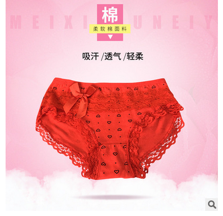 新品上市 蕾絲少女三角褲 心型少女內(nèi)褲 透氣舒適女士?jī)?nèi)褲 批發(fā)