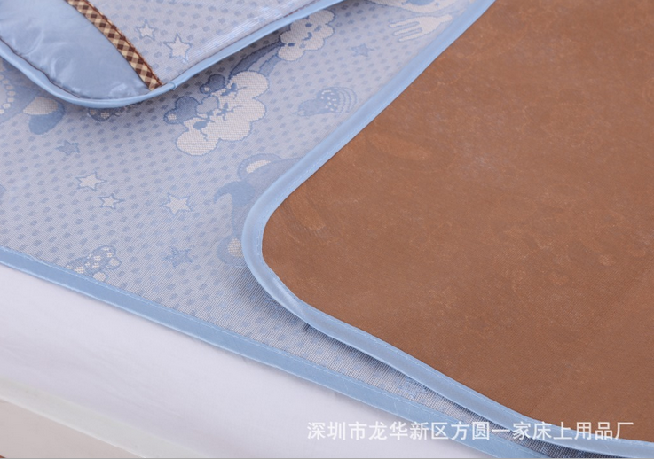 新款冰絲童席兩件套 夏季寶寶兒童涼席二件套幼兒園嬰兒卡通涼席