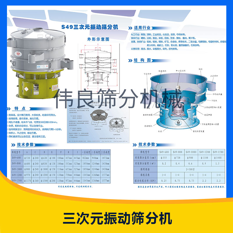 高精度細(xì)粉篩分機械三次元振動篩分機全封閉結(jié)構(gòu)圓形旋振篩分機