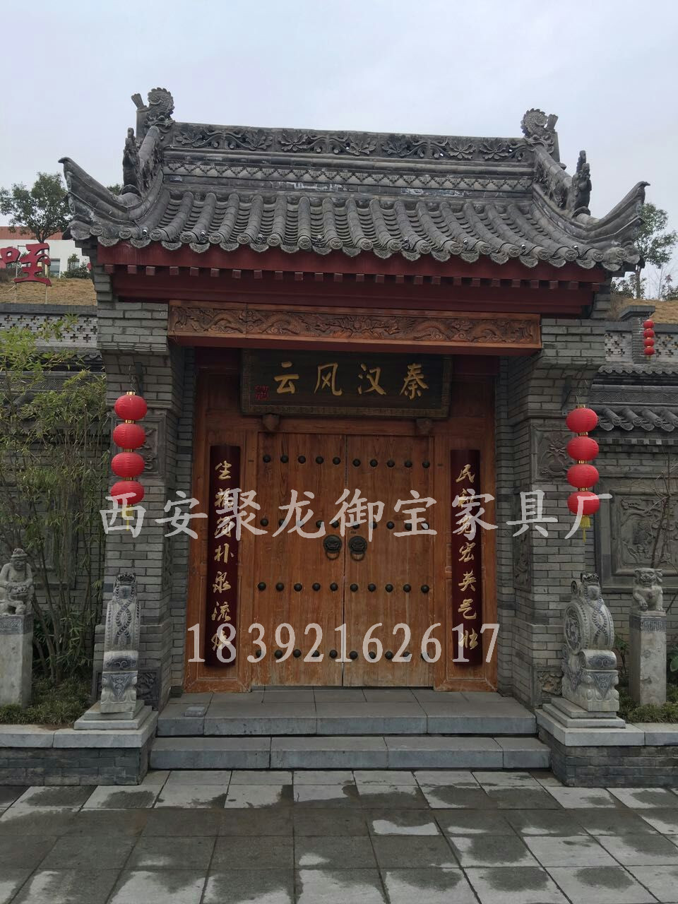 西安仿古大門，榆木大門，銅釘大門，松木大門