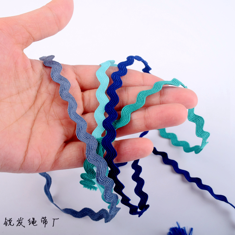 曲邊帶S繩波浪帶彎曲帶織帶，滌綸絲各種曲邊帶S繩子彩色波浪彎曲邊織帶扁繩服裝輔料批發(fā) 曲邊帶S繩波浪帶彎曲帶織帶