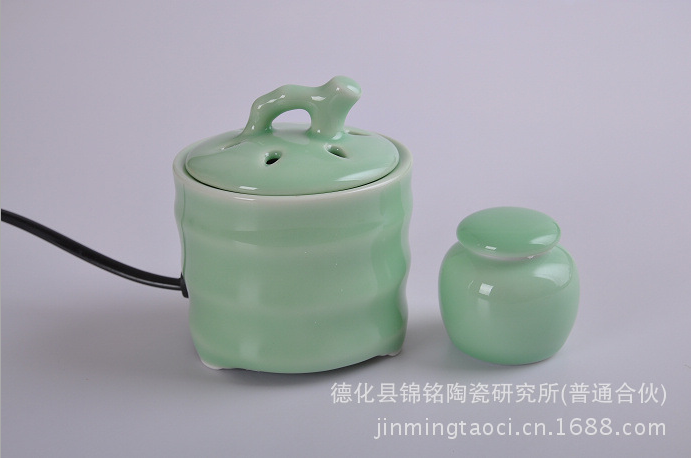 電子香薰?fàn)t 陶瓷電子香爐 熏香爐 陶瓷香爐 無煙香薰 倒流 青瓷款 青瓷電子香爐