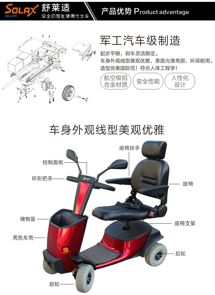 美國舒樂適電動四輪代步車高科技老年代步車