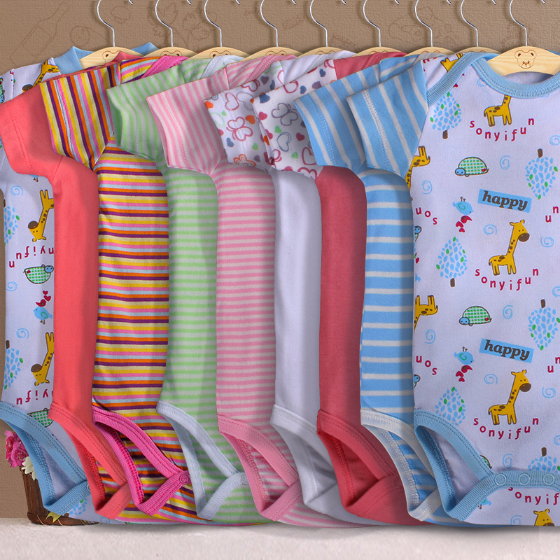 夏季新款寶寶嬰兒連體衣夏裝短袖印