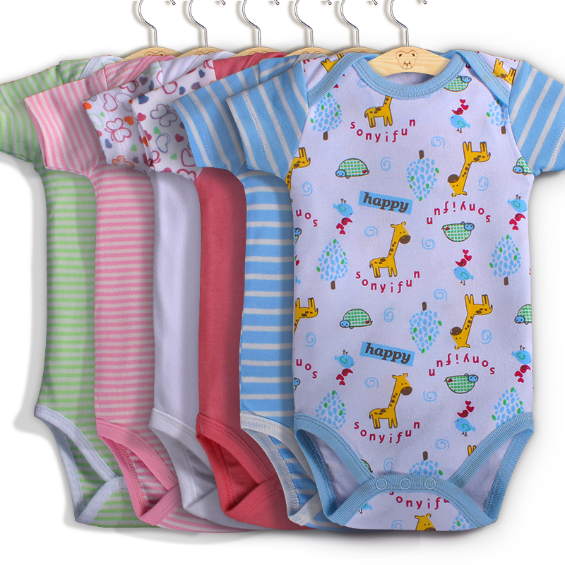 夏季新款寶寶嬰兒連體衣夏裝短袖印