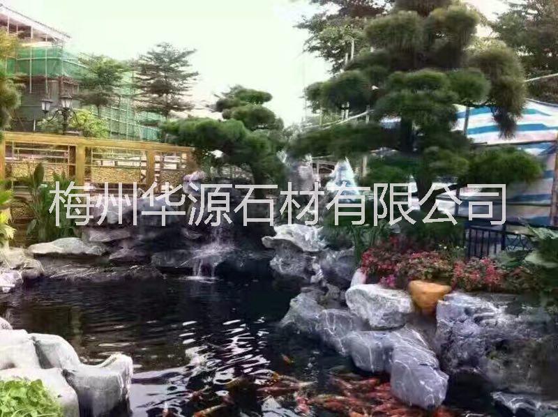 供應(yīng)梅州園林雕塑魚池假山圍欄花架涼亭