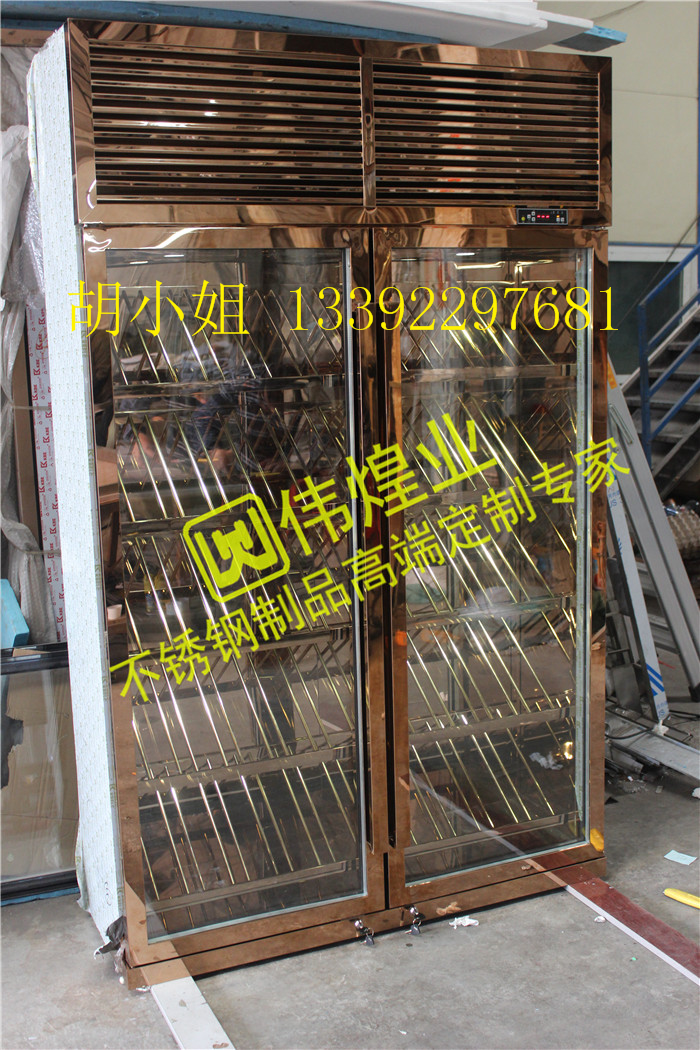 不銹鋼酒柜酒架 玫瑰金鏡面 不銹鋼恒溫酒柜酒店場所定制