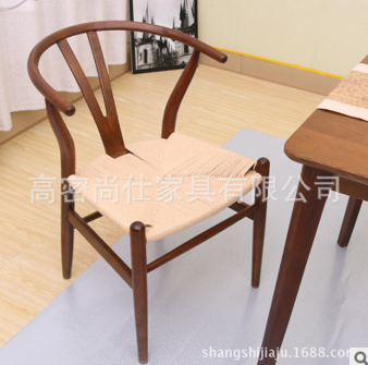 廠家批發(fā) 北歐實(shí)木餐椅牛皮紙繩手編y椅休閑靠背椅櫸木/橡木兩種 廣東周邊北歐實(shí)木餐椅