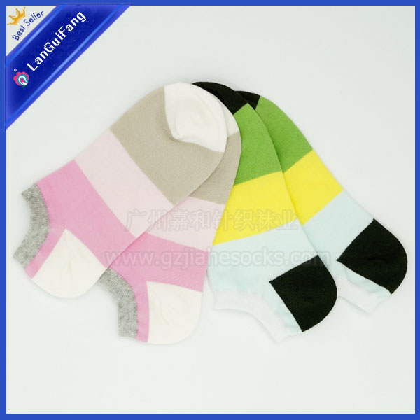 寬條紋薄款女船襪 純棉女襪 廣州女襪子廠家加工訂做女襪