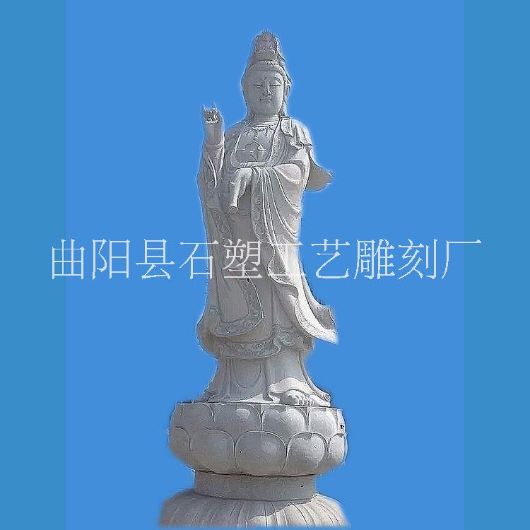 廠家定做寺院供奉大理石雕刻觀音 大型擺放漢白玉石雕觀音