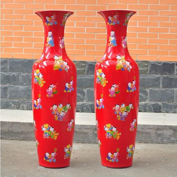 供應(yīng)清明上河圖落地大花瓶 山水花