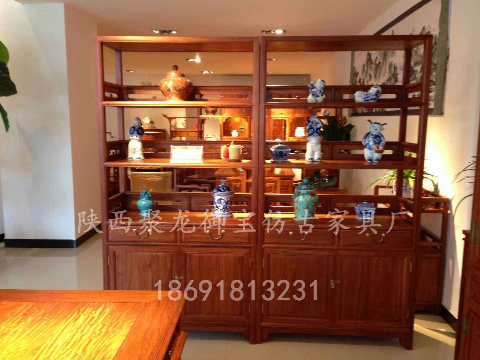 西安仿古博古架 榆木博古架