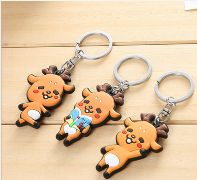 環(huán)保定制小鹿可愛(ài)鑰匙扣鑰匙環(huán) 創(chuàng)意情侶款鑰匙鏈 卡通鑰匙鏈掛 小鹿鑰匙扣