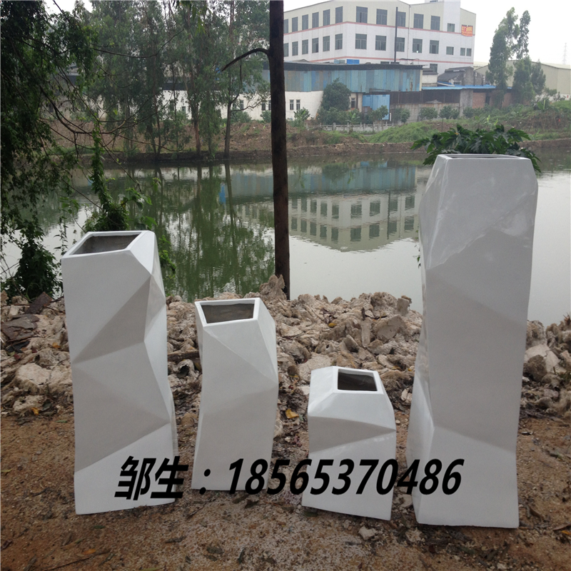 玻璃鋼花盆_戶外玻璃鋼花盆小品_歐式白色玻璃鋼花盆擺件