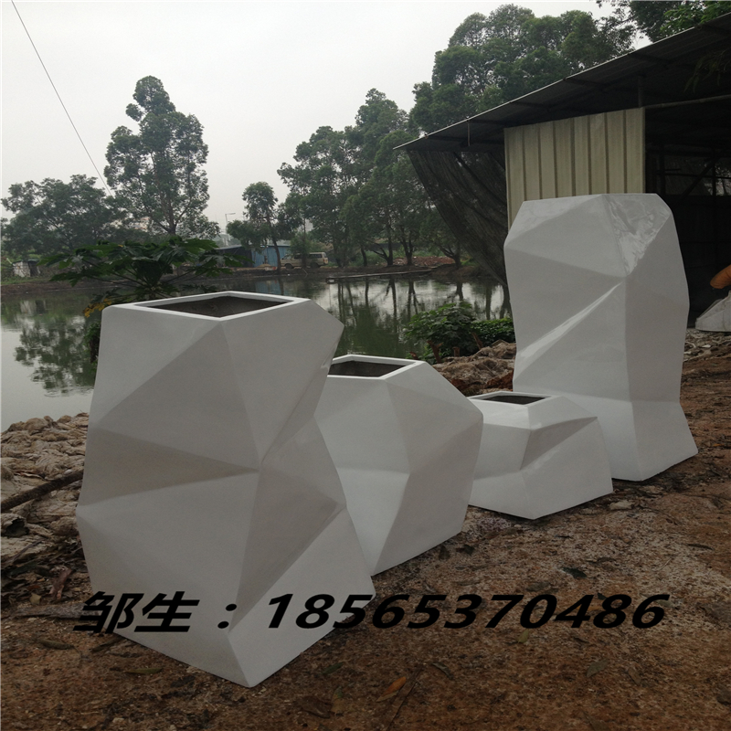 玻璃鋼花盆_戶外玻璃鋼花盆小品_歐式白色玻璃鋼花盆擺件