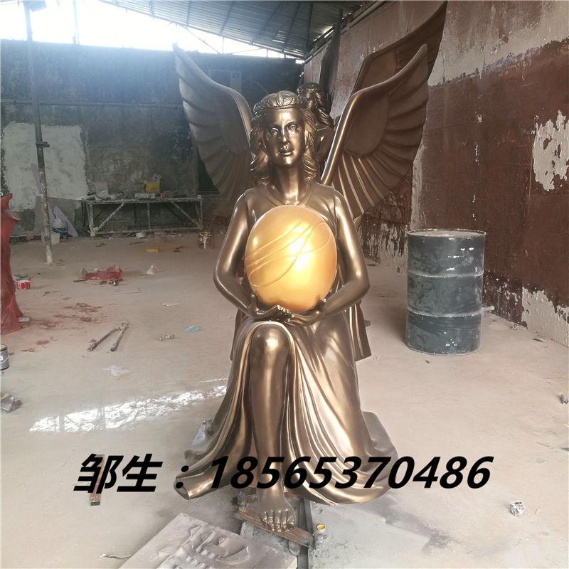 玻璃鋼女神_仿銅玻璃鋼天使雕像_人物玻璃鋼光明女神塑像擺件