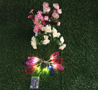 拖鞋燈串亞馬遜爆款LED電池盒拖鞋造型節(jié)日裝飾燈串 拖鞋燈串