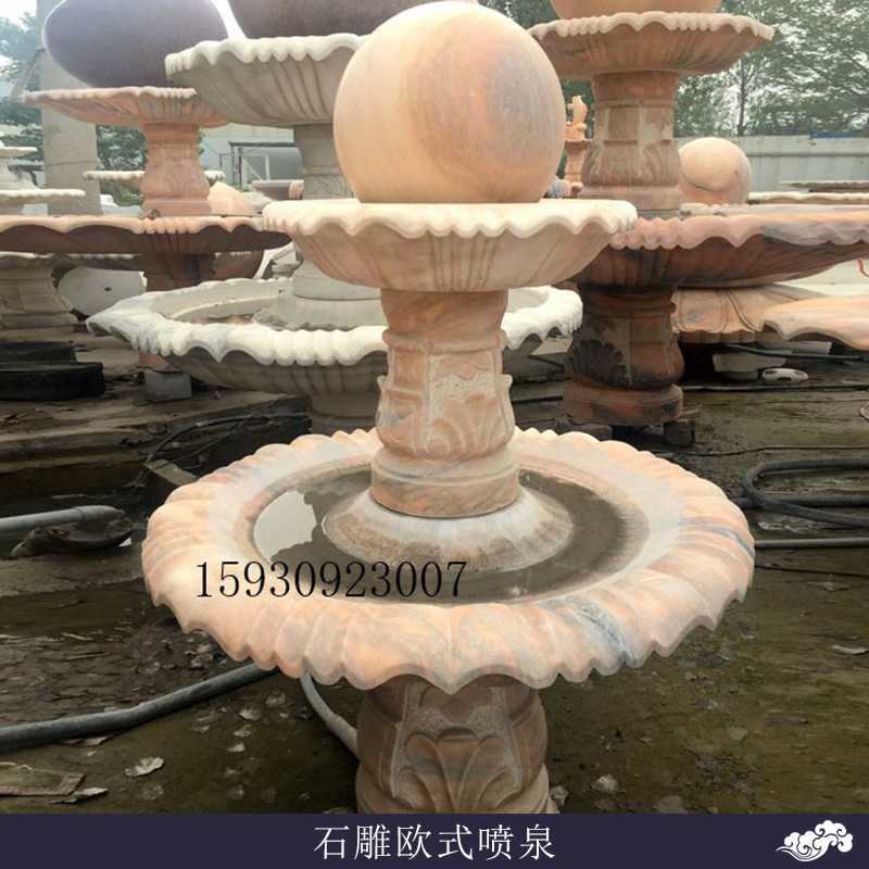 別墅庭院/園林廣場石雕歐式噴泉定制流水噴泉花盆雕塑擺件