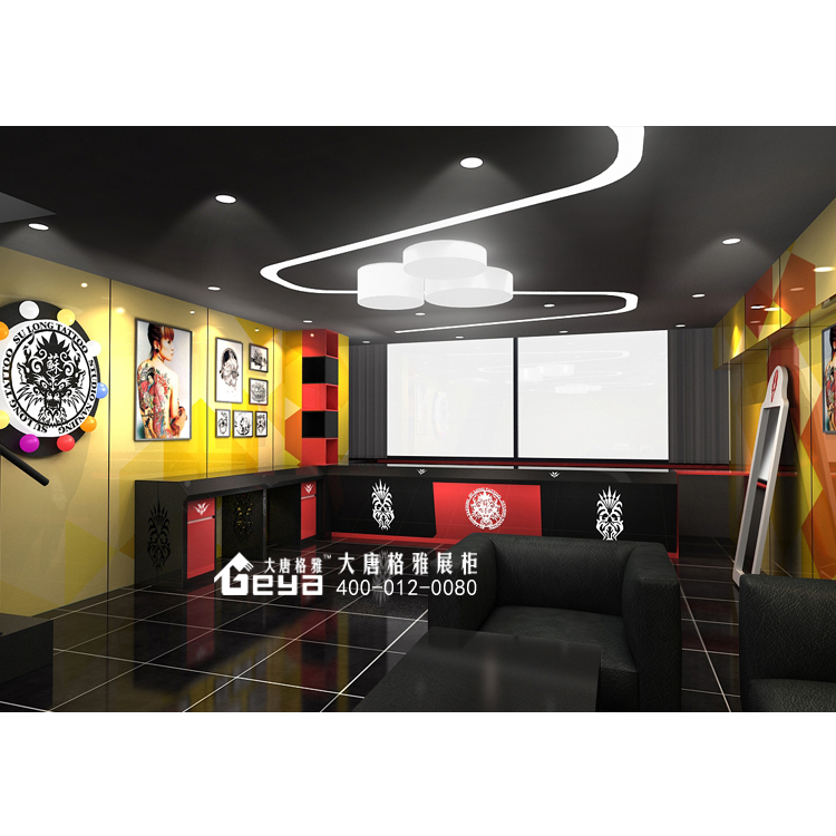 烤漆展柜訂制廠家-紋身店鋪*展柜展臺設(shè)計-南京展柜廠家