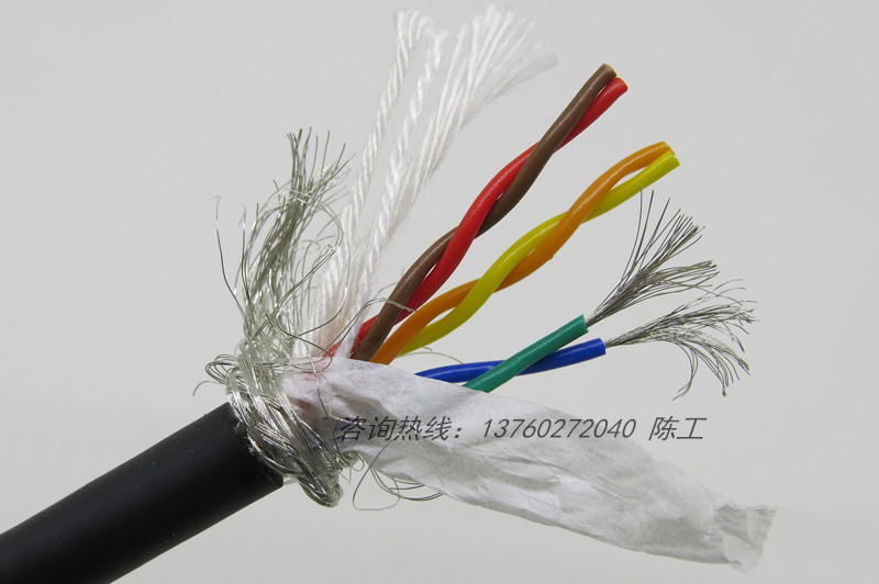 6芯拖鏈電纜 6芯0.2平方TRVSP6*0.2高柔性耐磨拖鏈雙絞屏蔽電纜