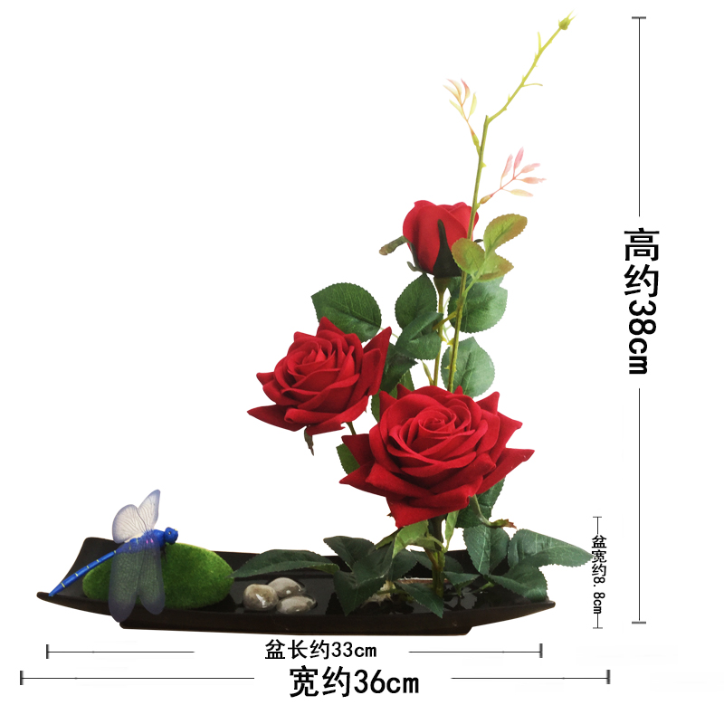 手感仿真絨布玫瑰花假花花藝套裝 旅館前臺擺件 家居客廳裝飾品
