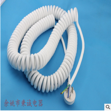 白色歐規(guī) 美規(guī) *電源線彈簧線 帶插頭伸縮