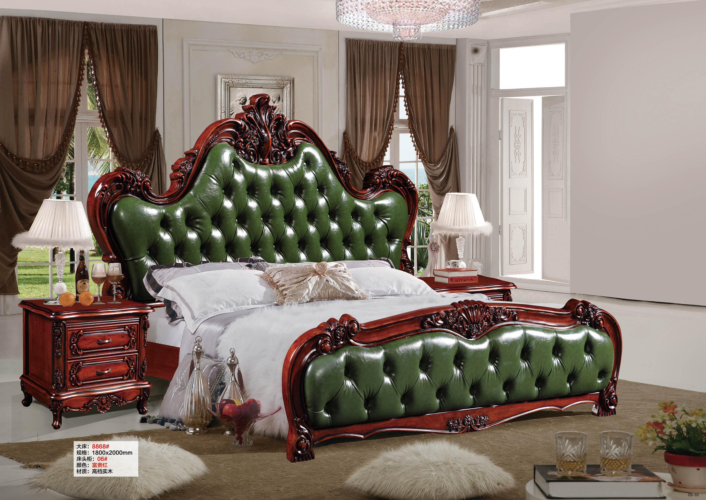 歐式套裝家具大戶簡(jiǎn)約 成人主臥套房臥室組合一米八雙人床特賣