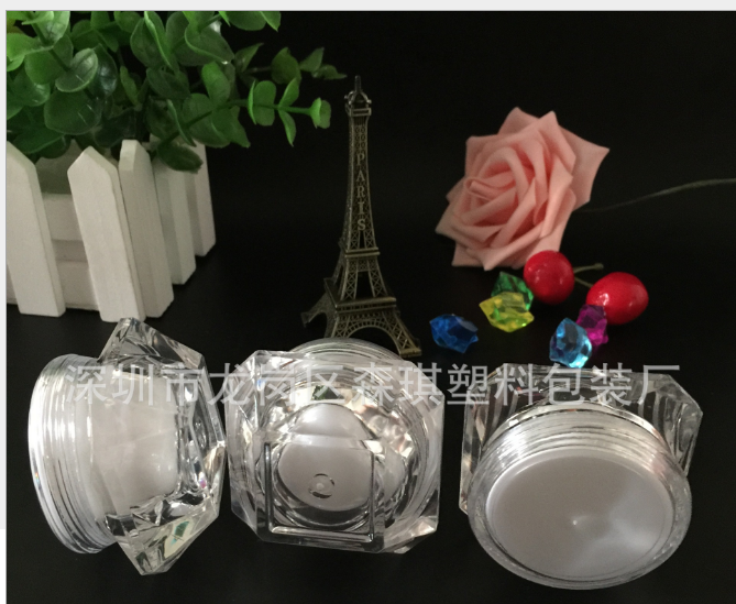工廠現(xiàn)貨 爆款10克亞克力鉆石瓶 膏霜瓶 化妝品小樣分裝瓶 試用裝
