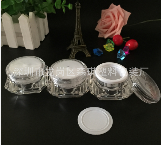 工廠現(xiàn)貨 爆款10克亞克力鉆石瓶 膏霜瓶 化妝品小樣分裝瓶 試用裝