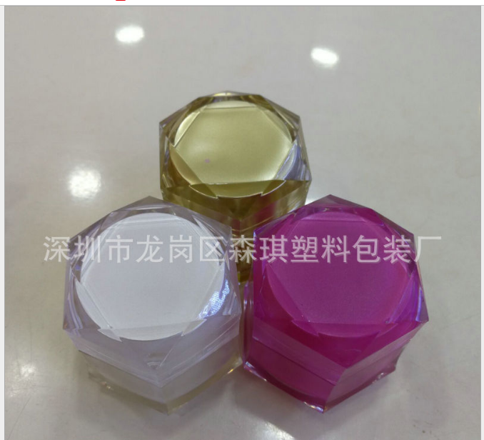 廠家熱銷(xiāo)10克*亞克力六角形膏霜瓶 面霜瓶分裝瓶 塑料化妝品瓶