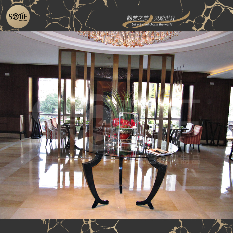 簡約不銹鋼屏風(fēng)_會所大堂裝飾_美觀大氣經(jīng)久耐用