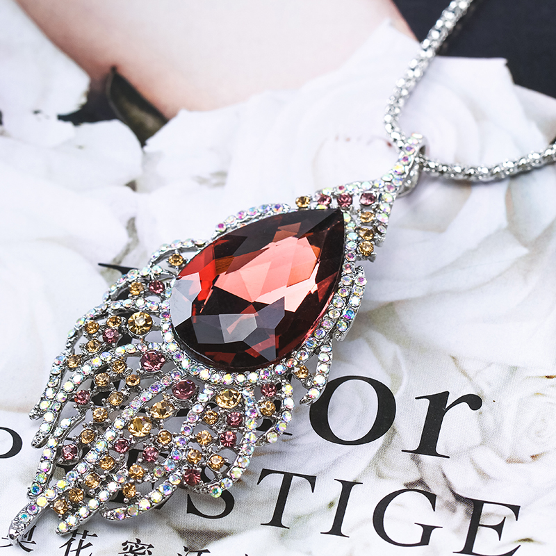 浙江吊墜毛衣鏈供應商 合金水晶項鏈批發(fā)價格 鎖骨鏈配飾廠家定制