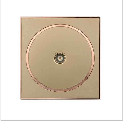 西門墻壁開關(guān)插座香檳金圓形豪華86型電視墻壁插座廠家直銷特價電