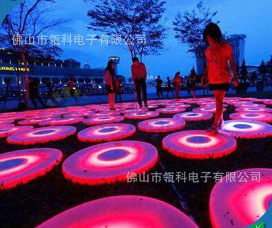 發(fā)光LED地磚燈圓形感應(yīng)LED地磚燈互動(dòng)彩虹地磚地磚燈圓形