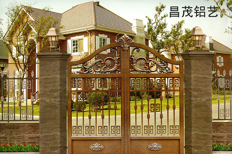 鋁藝庭院大門供應青島煙臺威海天津鋁藝大門別墅大門雙開門鋁藝護欄鋁藝配件鐵藝大門護欄配件