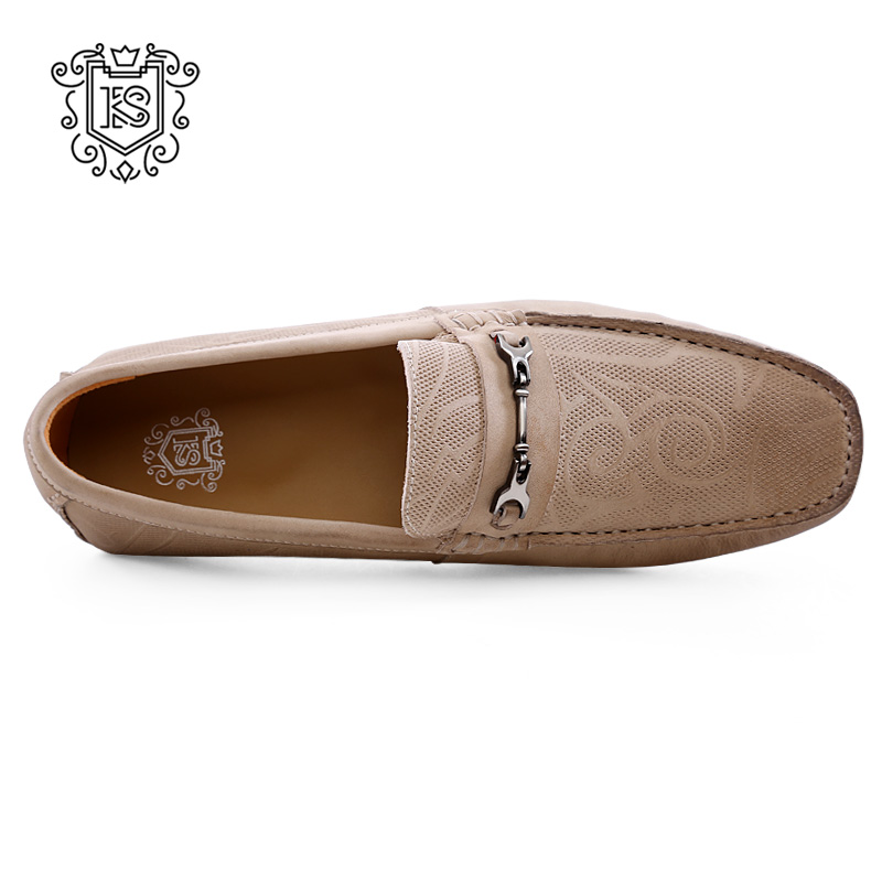 英倫豆豆鞋男 頭層牛皮套腳懶人鞋