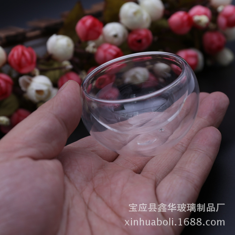 玻璃工藝品高硼硅搗塘雙層杯 耐熱玻璃茶具廠家 搗塘雙層玻璃杯定制