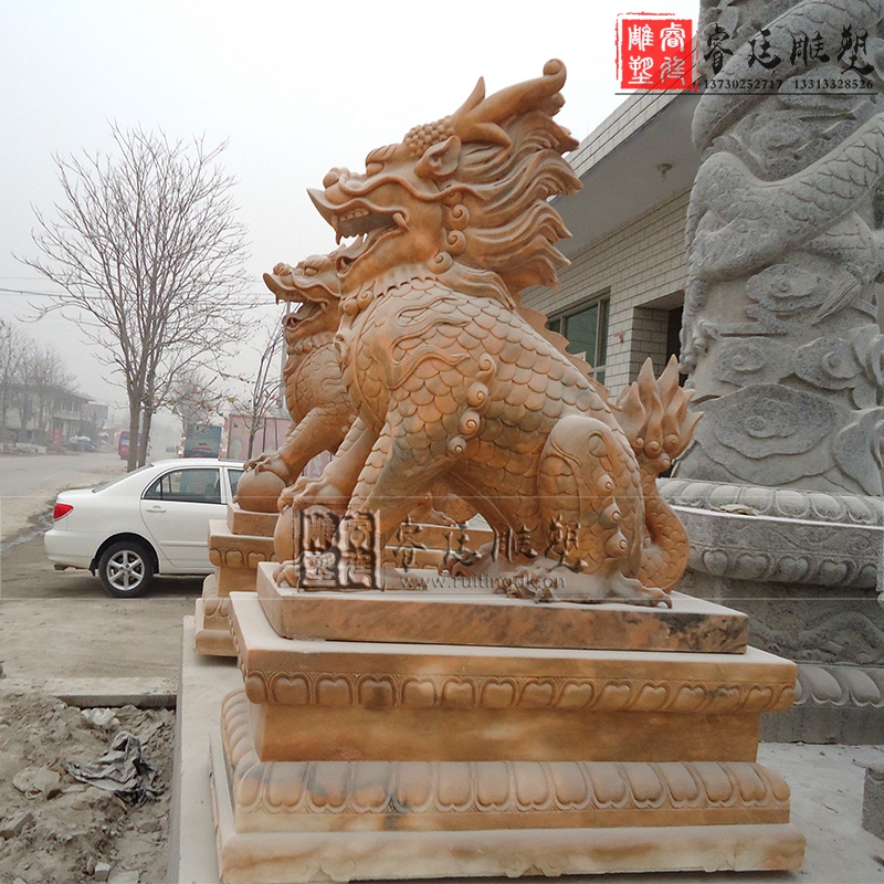 漢白玉石雕麒麟 石雕麒麟定制 石雕麒麟廠家加工 石雕麒麟價格 石雕麒麟制作