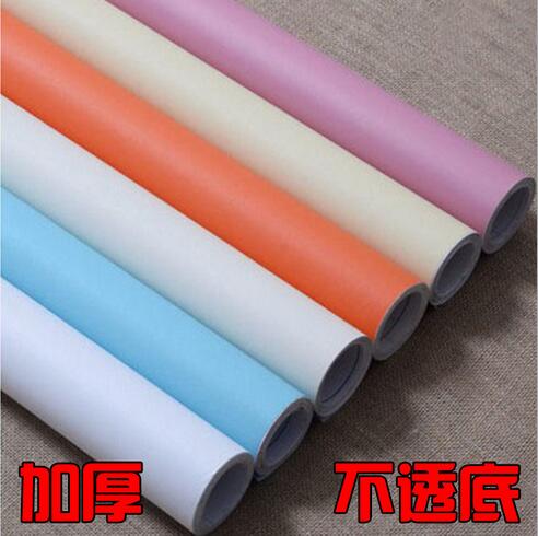 加厚純色墻紙素色自粘純黑色亞光波音軟片不透底家具翻新貼  防水PVC