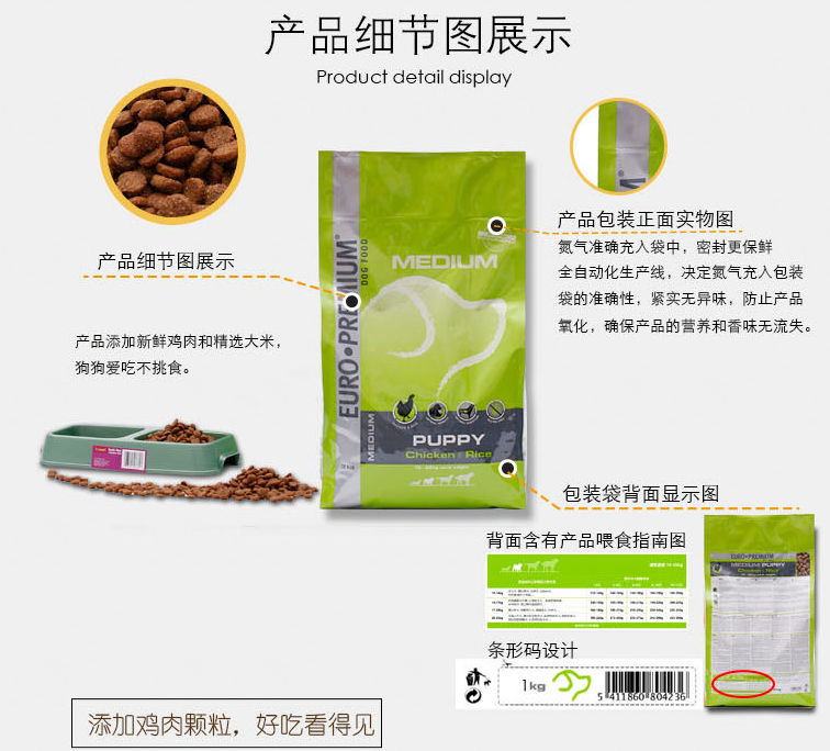 比利時中型幼犬糧3kg  寵物糧 寵物食品 犬用糧 犬糧批發(fā) 歐冠寵物食品