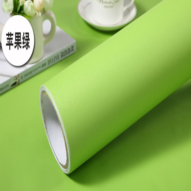 加厚純色墻紙素色自粘純黑色亞光波音軟片不透底家具翻新貼  防水PVC