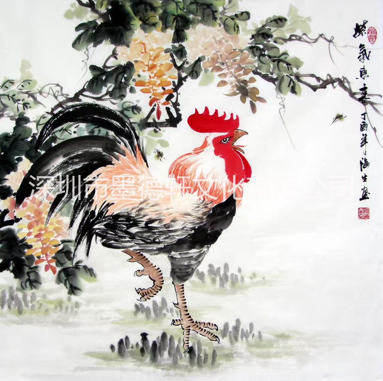 大芬油畫村現(xiàn)代中式水墨客廳酒店辦公室純手繪大吉大利畫框裝裱餐廳裝飾畫廠家批發(fā)