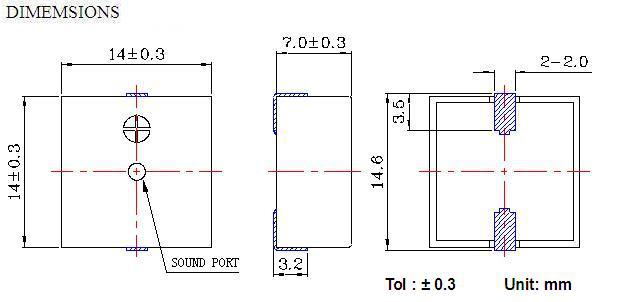 1407貼片有源蜂鳴器14*14*7