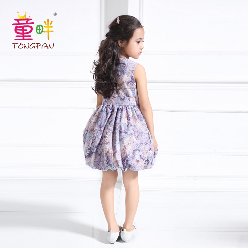 童畔紫色女童連衣裙韓版2017新款 童畔T0088紫色童裝禮服