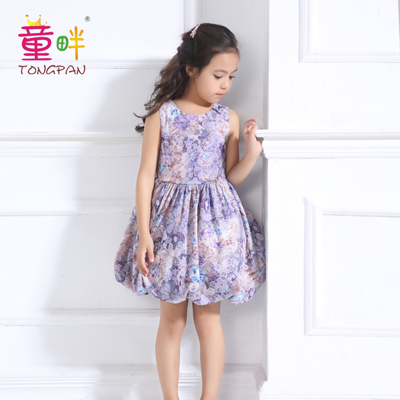 童畔紫色女童連衣裙韓版2017新款 童畔T0088紫色童裝禮服