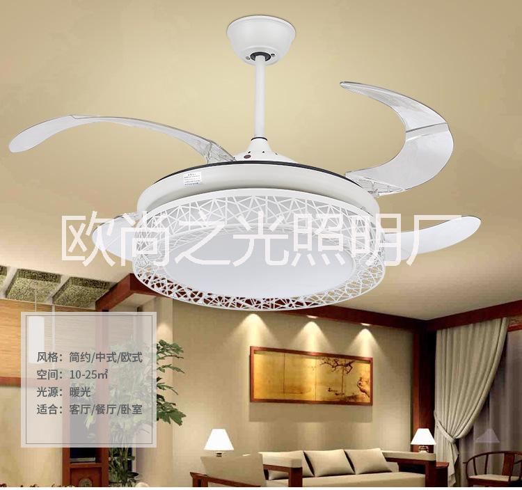 新款隱形風扇吊燈客廳餐廳臥室酒店吊扇燈 現(xiàn)代簡約靜音led電風扇燈 6001