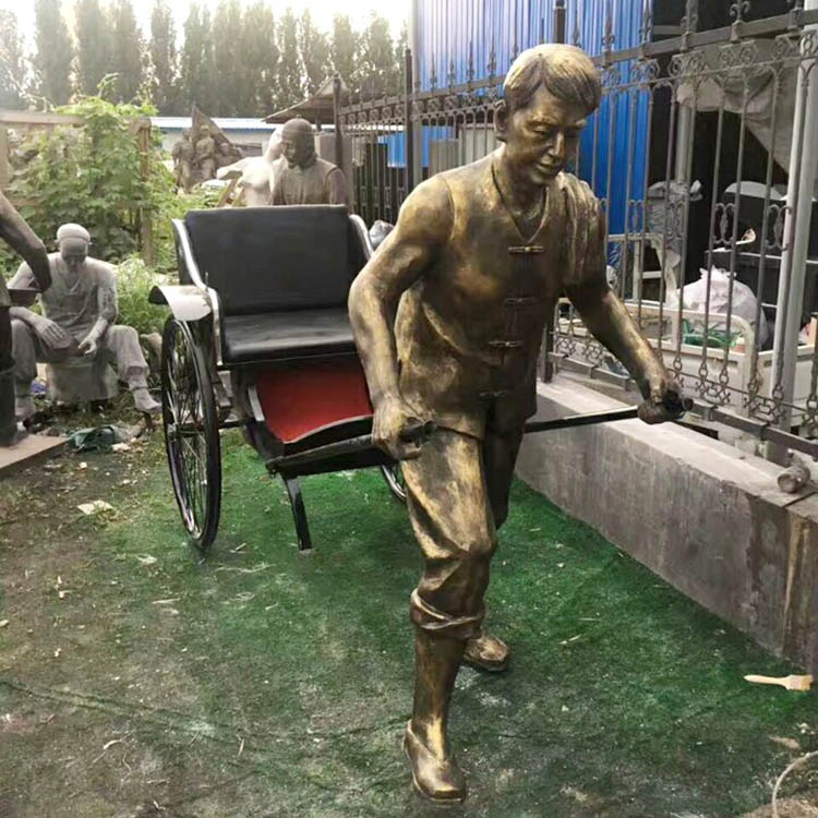 玻璃鋼雕塑拉黃包車玻璃鋼雕塑人物步行街商業(yè)街玻璃鋼雕塑拉黃包車人物雕塑價格