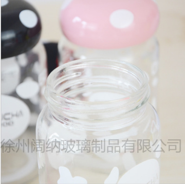 創(chuàng)意新款蘑菇玻璃水杯批發(fā)禮品廣告玻璃杯定制logo便攜隔熱布套子