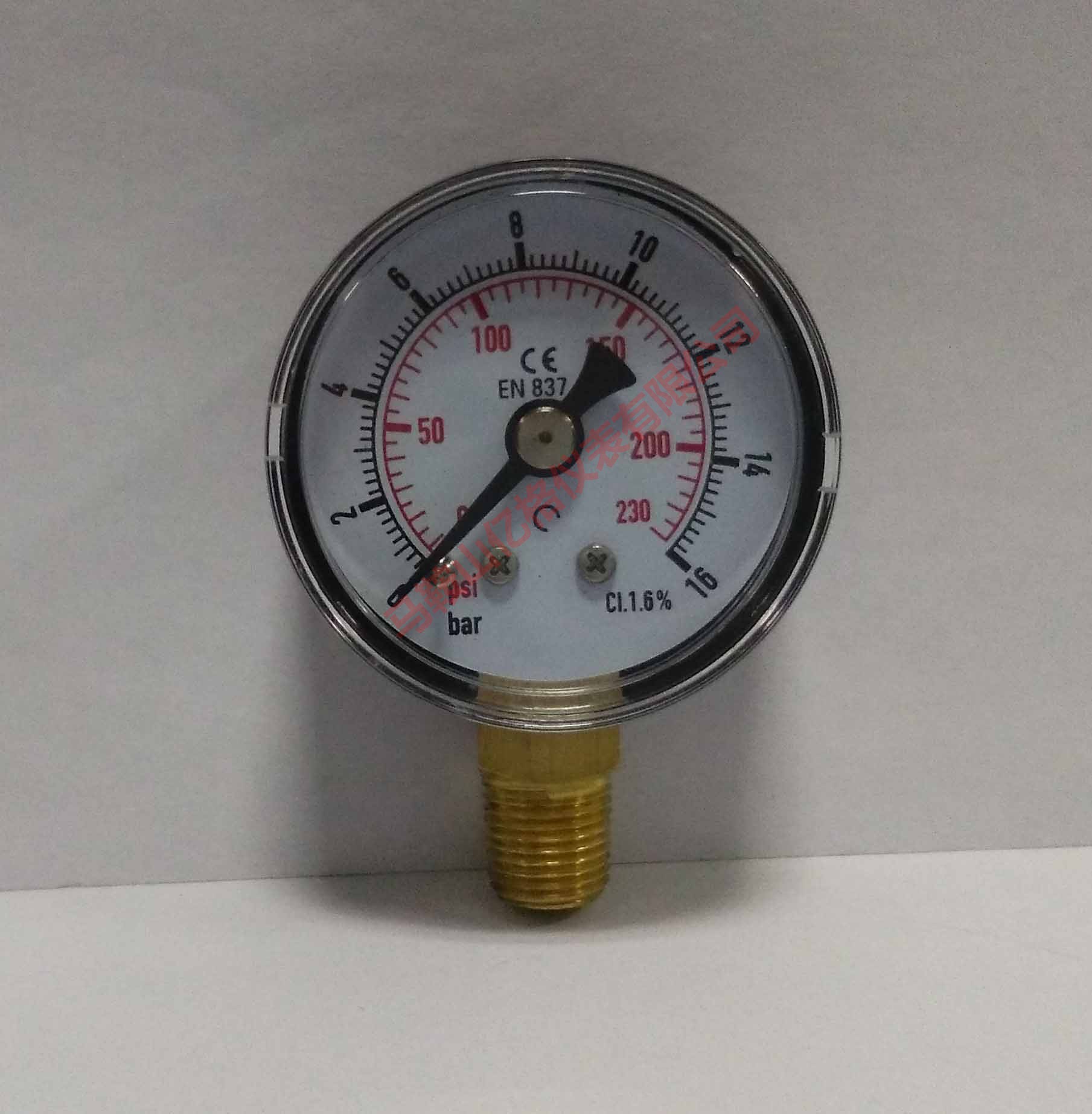 廠家直銷40徑向普通壓力表，1/8NPT螺紋16BAR